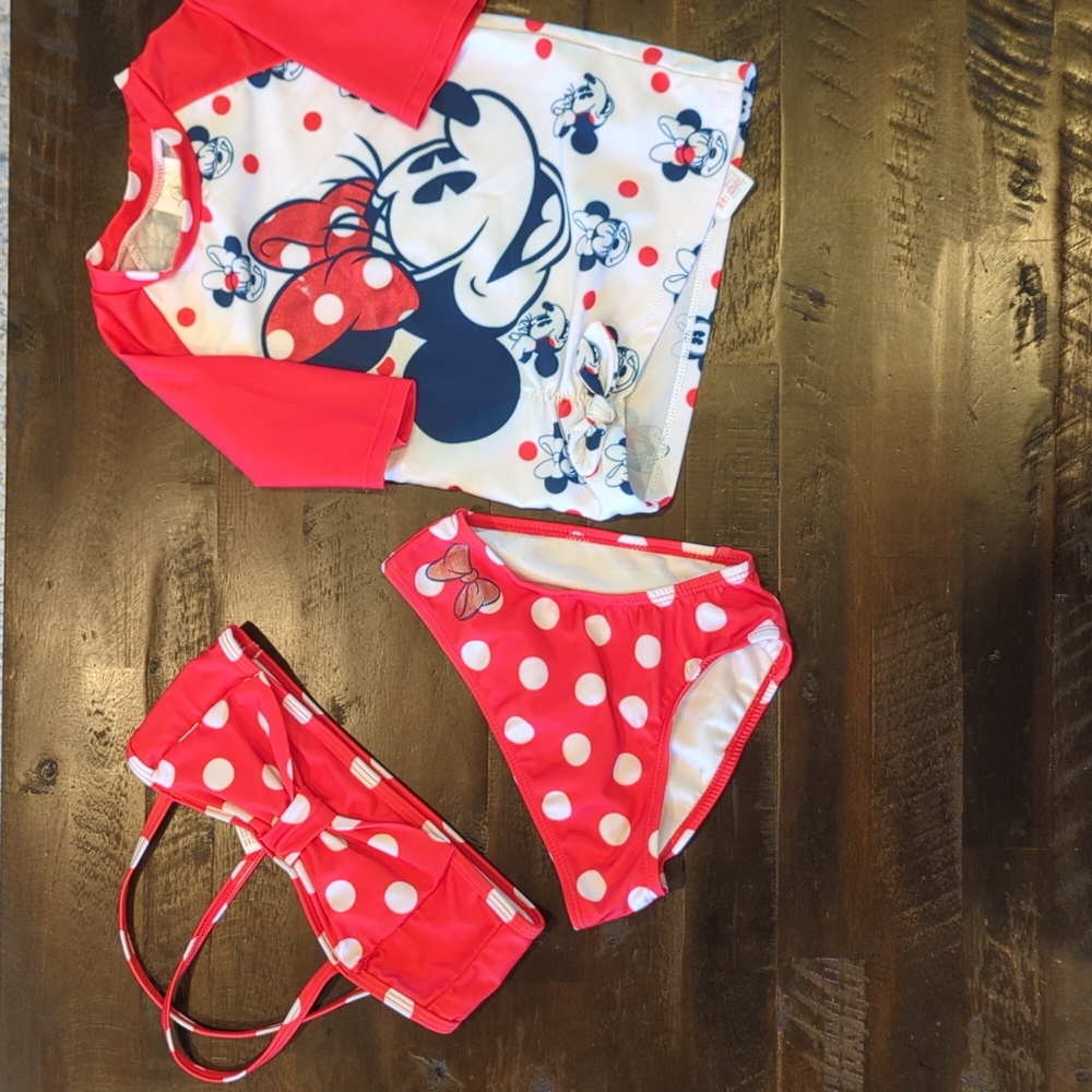 Girls Disney bathing suit minni mouse with rash guard